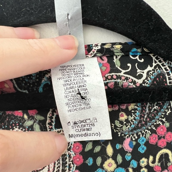 Famosa Sheer Paisley Tie-Front Kimono Top Size M Made in USA - Picture 6 of 6